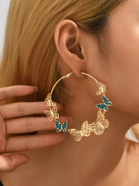 Hollow Out Butterfly Hoop Decor Earrings