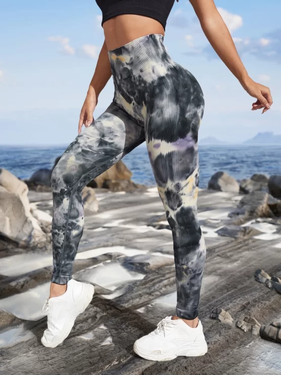 Tie Dye Wideband Waist Scrunch Butt Sports Leggings