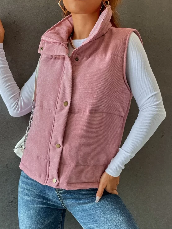 The Future X Snap Button Zip Up Puffer Vest Coat