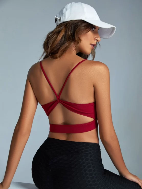 Light Support Solid Cut Out Back Sports Bra