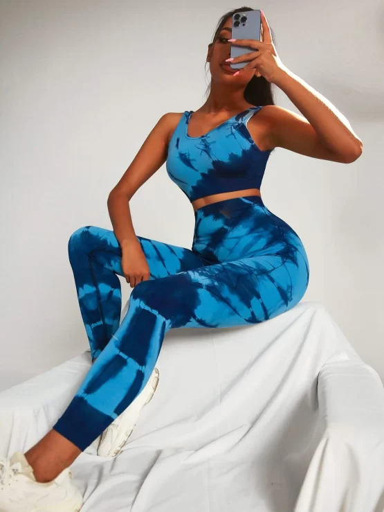 Tie Dye Unlined Wide Waistband Sports Set