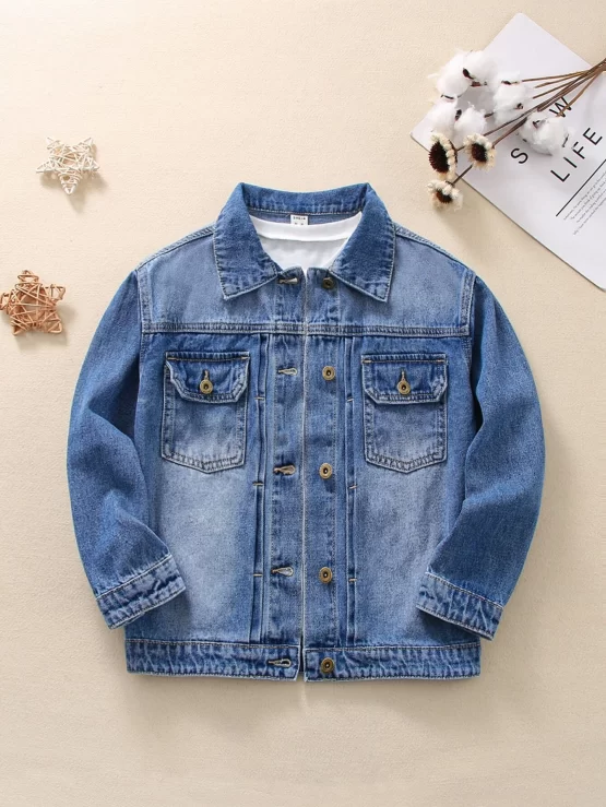 Boys Flap Pocket Denim Jacket Without Tee