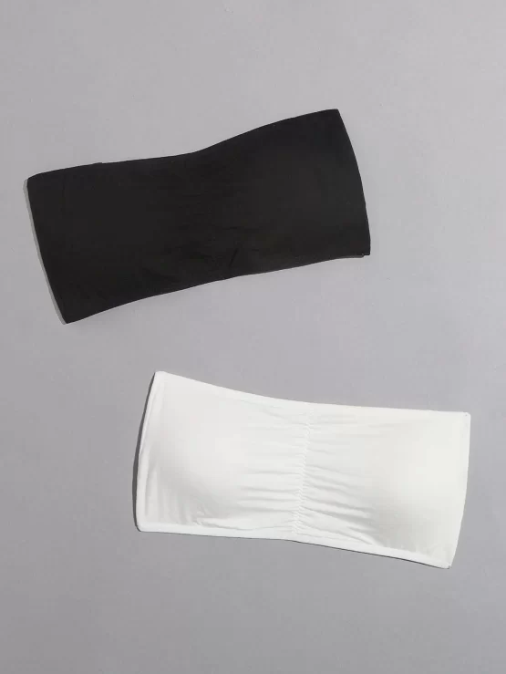 Two Pack Ruched Bralettes Bandeau Bra Set
