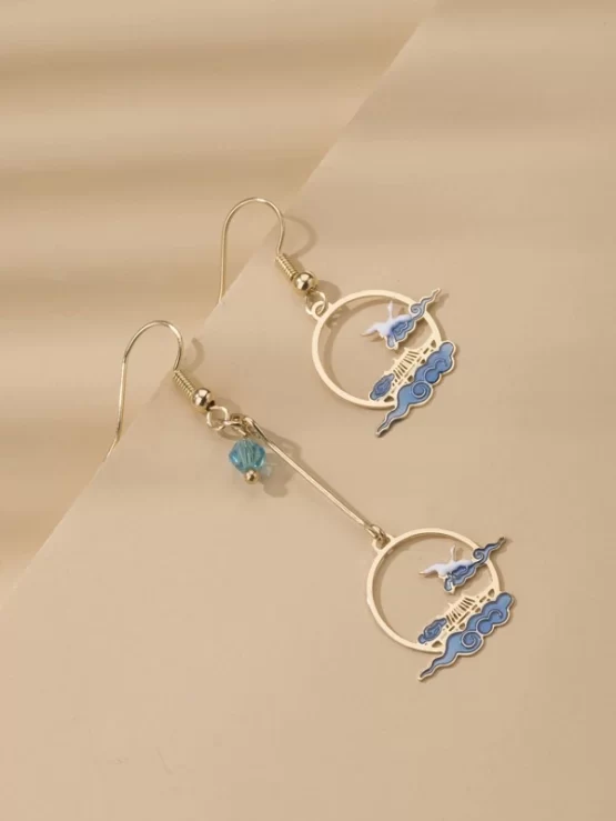 Color Block Mismatched Drop Earrings - Image 3