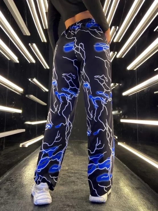 Graphic Casual High Waist Print Wide Leg Pants - Image 3