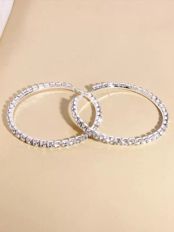 Rhinestone Glamorous Hoop Design Earrings - Image 2