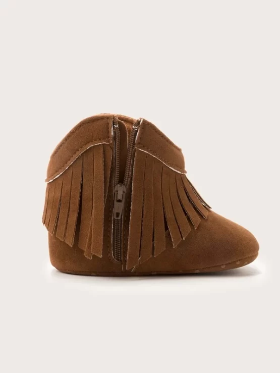 Baby Girl Plain Fringe Wide Fit Decor Boots - Image 3