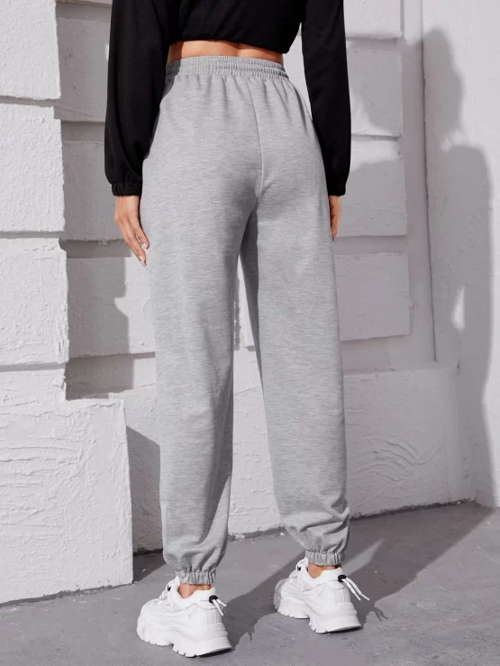 Letter Graphic Drawstring Sports Waist Pants - Image 2