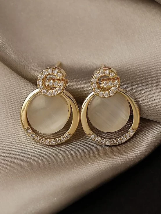 Rhinestone Fashionable Round Decor Earrings - Image 2