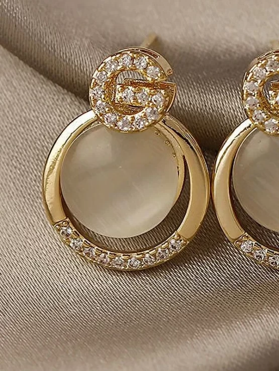Rhinestone Fashionable Round Decor Earrings - Image 3