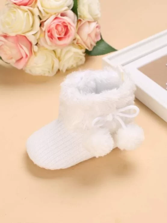 Baby Girls Minimalist Pom Pom Decor Boots - Image 3