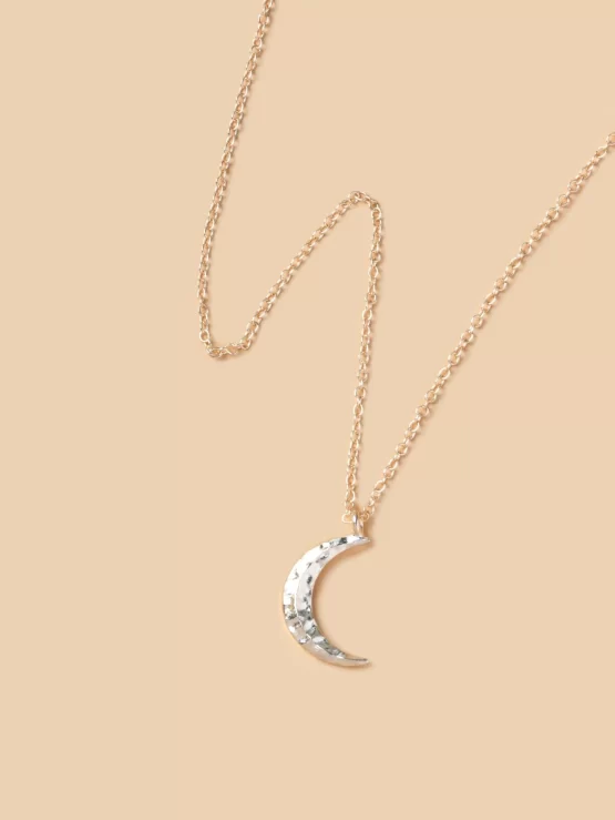 Fashionable Yellow Gold Moon Charm Necklace - Image 2