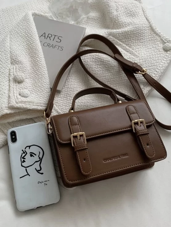 Mini Minimalist Buckle Decor Satchel Bag - Image 3