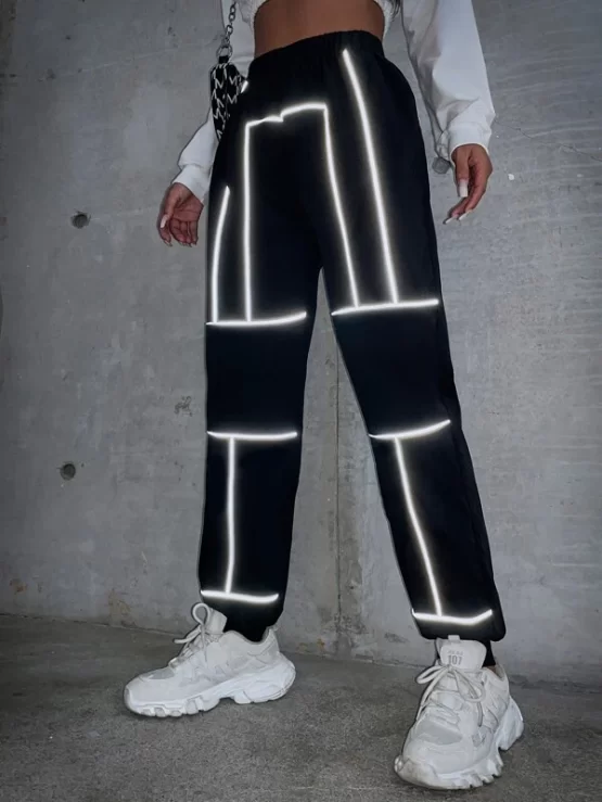 Contrast Reflective Piping Tapered Pants - Image 2