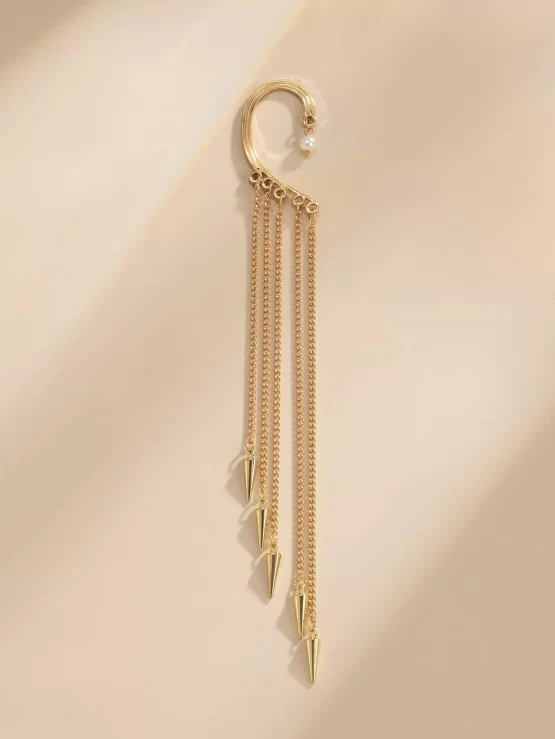 One Piece Chain Dangle Tassel Decor Earrings - Image 2
