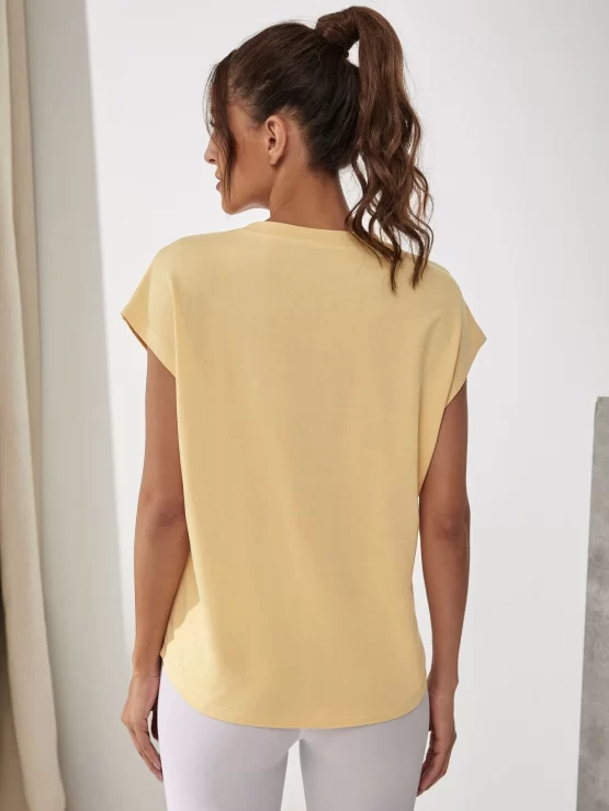 Slogan Regular Graphic Cap Sleeve Sports Tee - Image 2