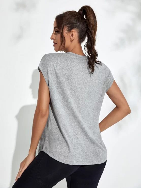 Slogan Regular Graphic Cap Sleeve Sports Tee - Image 4