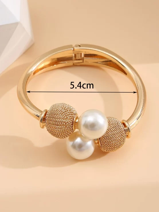Faux Pearls Fashionable Decor Cuff Bangle - Image 3