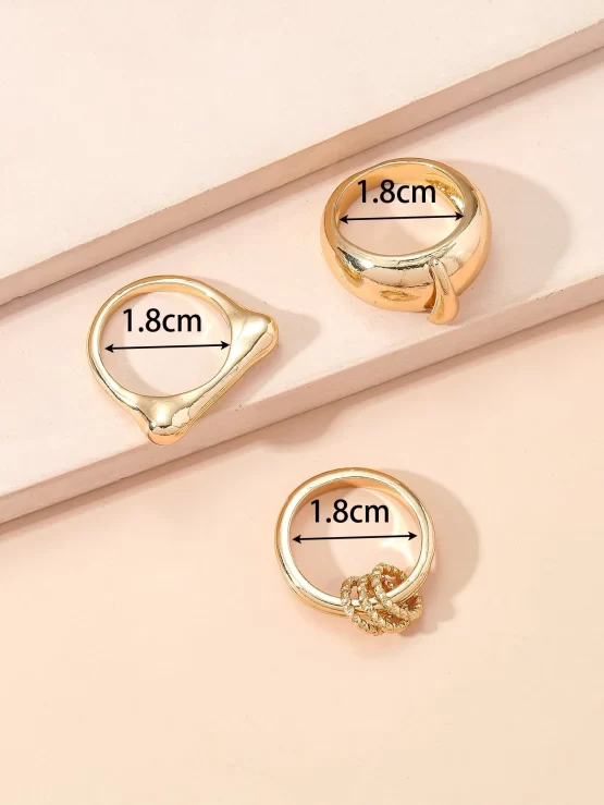 Three Pieces Texture Metal Design Ring - Image 2