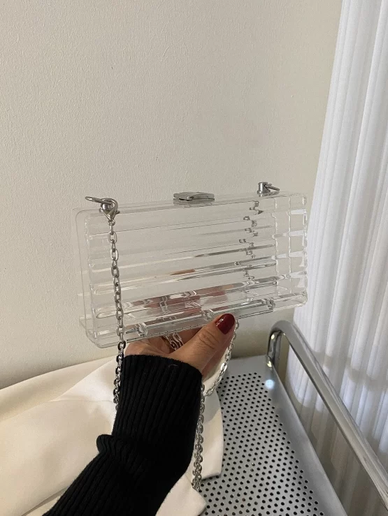 Mini Clear Fashionable Plain Chain Box Bag - Image 2