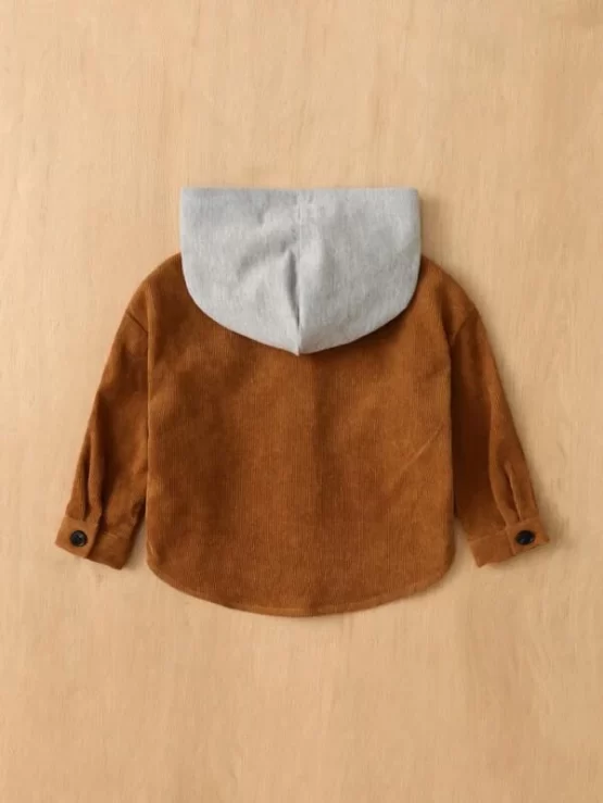Baby Colorblock High Low Hooded Coat Without Tee - Image 6