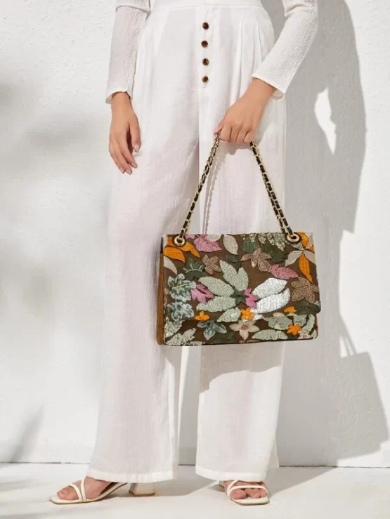 Flower Chain Shoulder Tote Decor Bag - Image 2