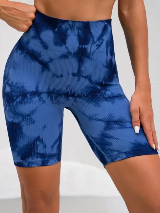 Tie Dye Wideband Waist Sports Biker Shorts - Image 2