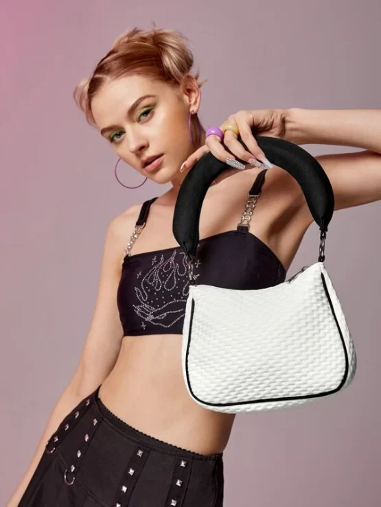 Two Tone Contrast Binding Square Bag - Image 3