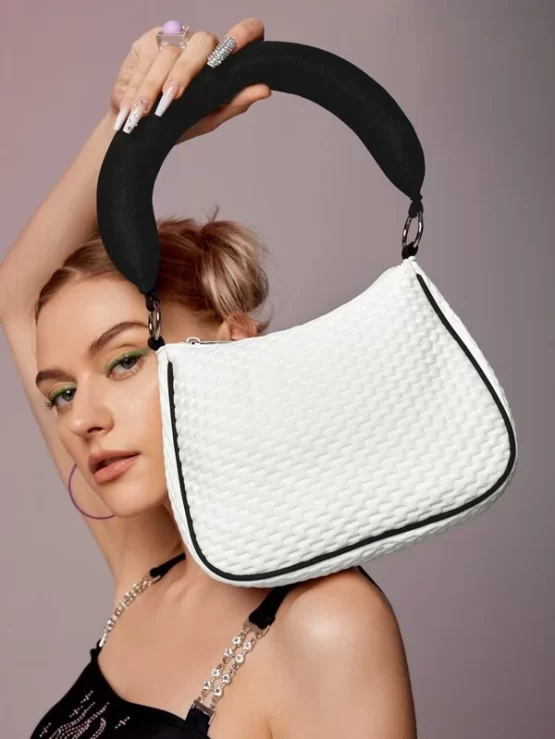 Two Tone Contrast Binding Square Bag - Image 2