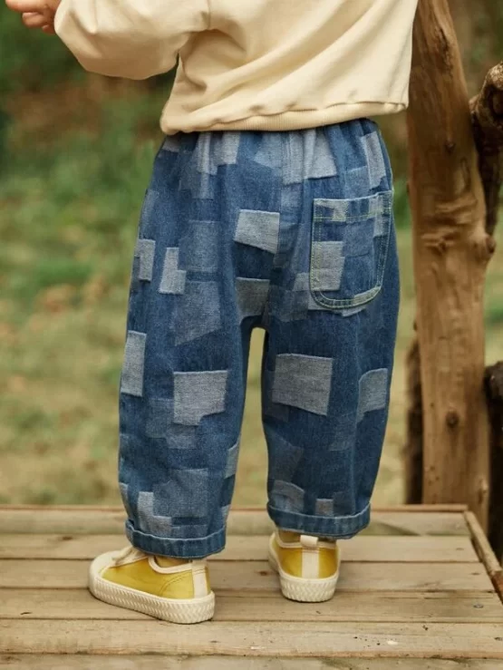 Toddler Boys Color Block Tapered Pocket Jeans - Image 3