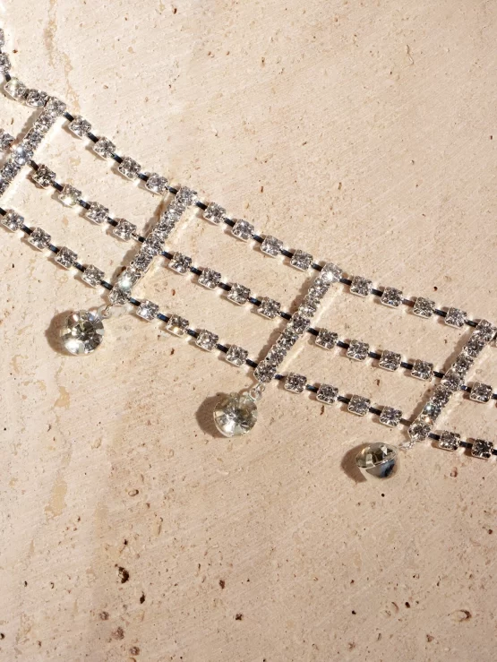 Rhinestone Water Drop Charm Necklace - Image 2