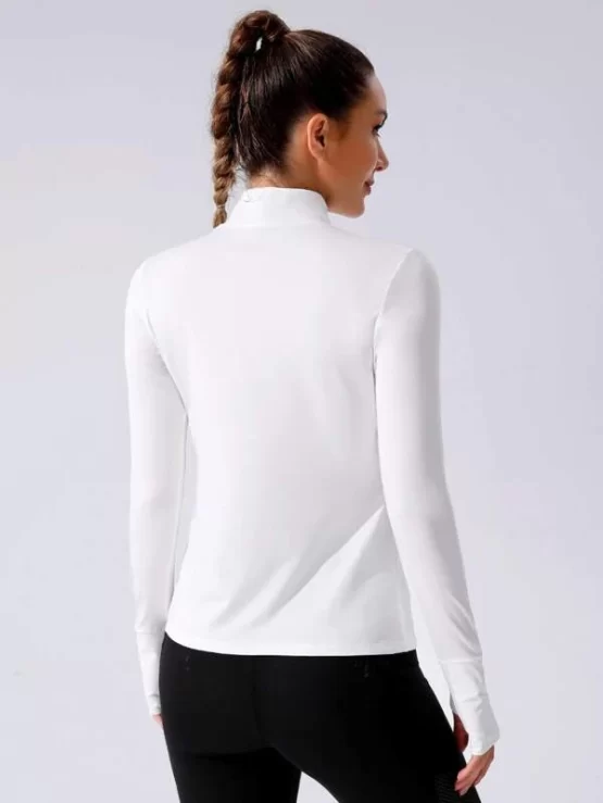 Half Zipper Thumb Holes Sports Sweatshirt - Image 3
