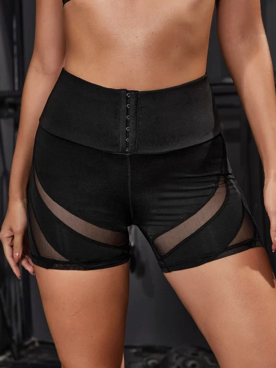 Hook And Eye Contrast Mesh Sports Shorts - Image 2