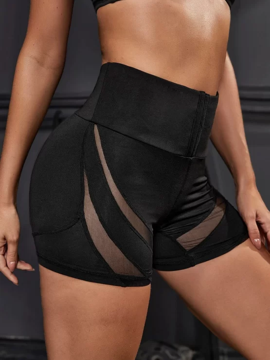 Hook And Eye Contrast Mesh Sports Shorts - Image 3