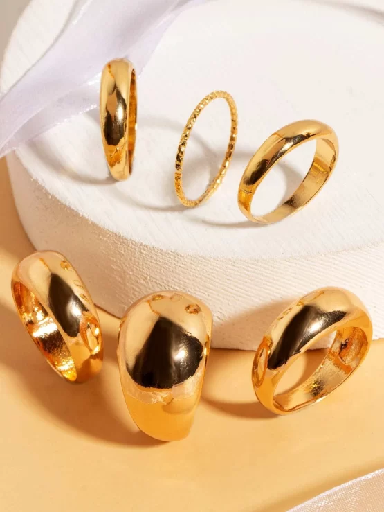Six Pieces Fashionable Minimalist Solid Decor Ring - Image 3