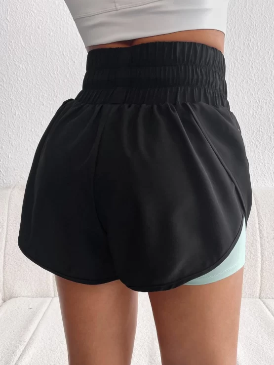Drawstring Waist 2 In 1 Sports Shorts With Phone Pocket - Image 3
