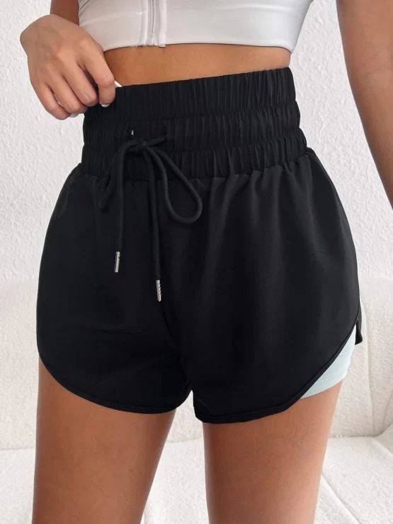 Drawstring Waist 2 In 1 Sports Shorts With Phone Pocket - Image 2