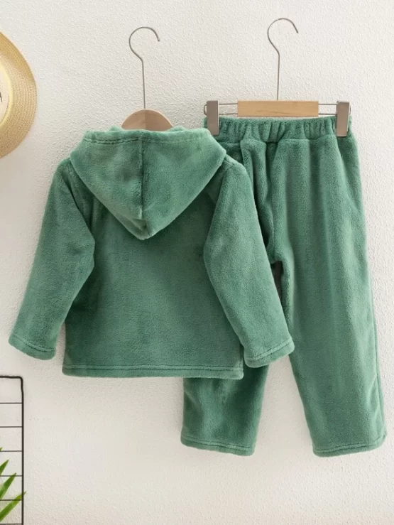Toddler Boys Bear Doll Detail Kangaroo Pocket Teddy Hoodie & Pants - Image 3