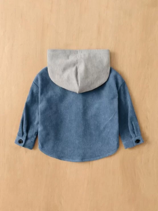 Baby Colorblock High Low Hooded Coat Without Tee - Image 2