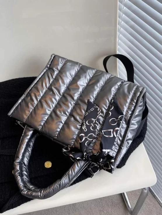 Twilly Scarf Decor Tote Double Handle Bag - Image 3