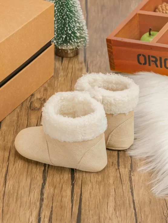 Baby Plain Round Snow Slip On Fluffy Boots - Image 5