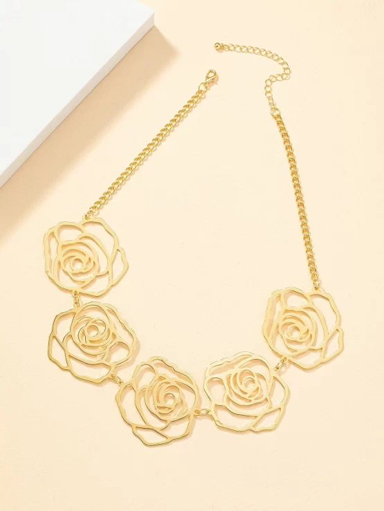 Hollow Out Fashionable Flowers Decor Necklace - Image 2