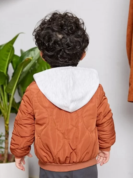 Baby Two Tone Button Front Hooded Pocket Jacket - Image 3