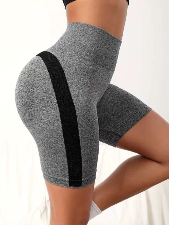 Contrast Panel Tummy Control Scrunch Butt Sports Shorts - Image 2