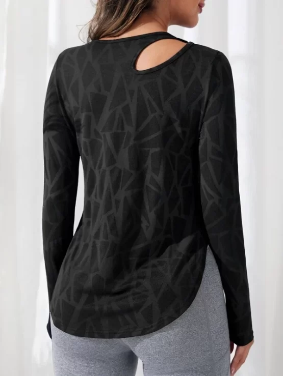 Breathable Softness Cut Out Curved Hem Sports Tee - Image 2