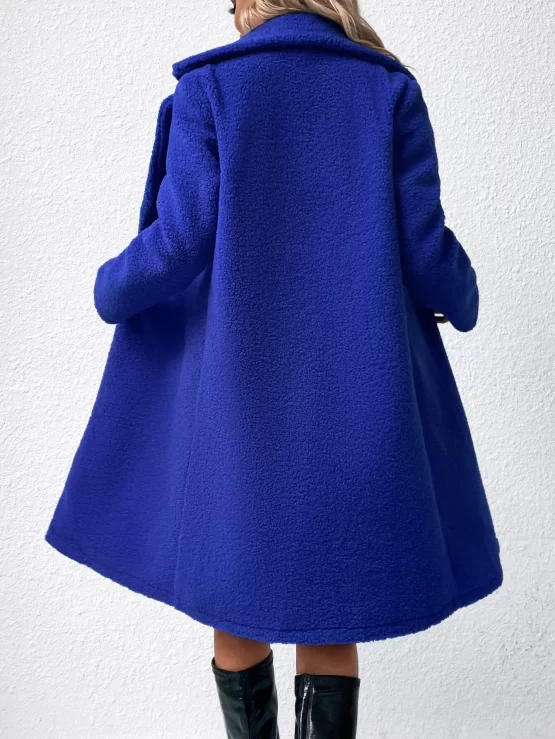 Lapel Collar Single Button Fleece Teddy Coat - Image 2