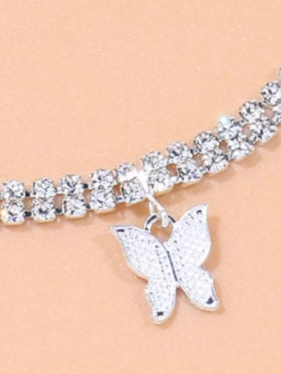 Rhinestone Decor Butterfly Charm Necklace - Image 3