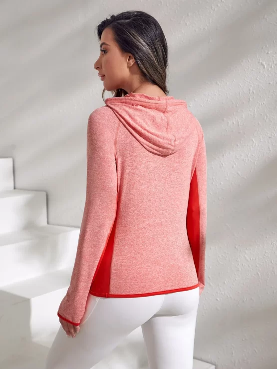 Two Tone Raglan Sleeve Drawstring Sports Hoodie - Image 3