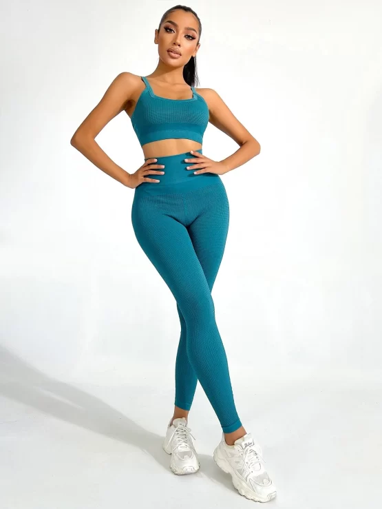Solid Plain Wideband Waist Sports Set - Image 2