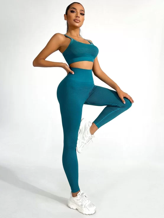 Solid Plain Wideband Waist Sports Set - Image 3